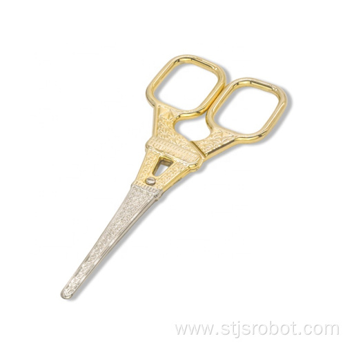 Gold Eiffel Tower Etched Beauty Scissors of Stainless Steel Quality